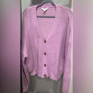 Time and Tru Lavender Button-Up Cardigan